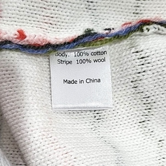 Unworn La Ligne Wool Striped Cotton Collarless Cardigan in White & Multi - Picture 9 of 9